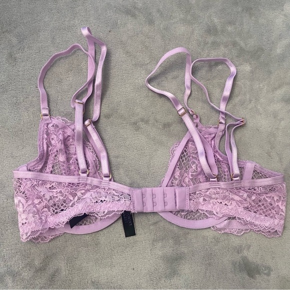 New! Victoria’s Secret Lilac Fishnet Lace Unlined Low Cut Demi Bra 10344 - Picture 9 of 10